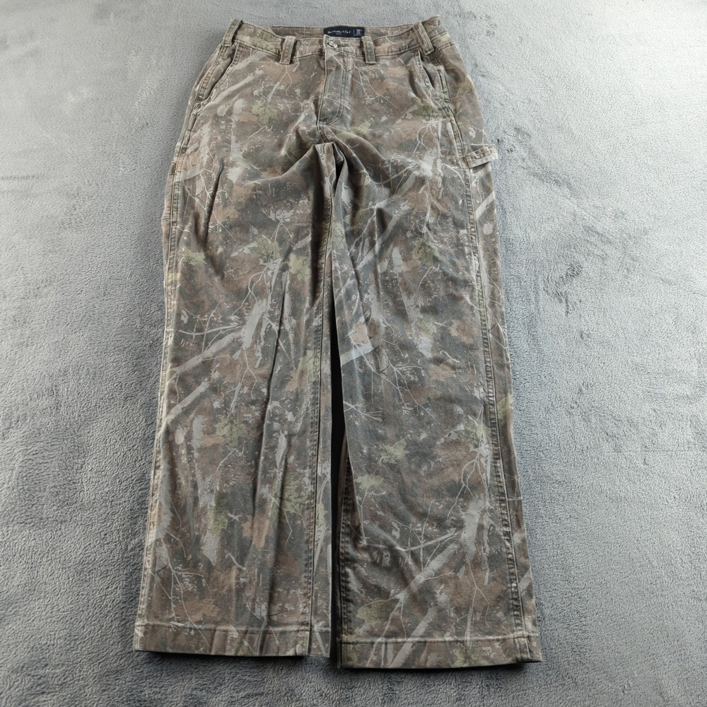 Abercrombie & Fitch Baggy Carpenter Pants Mens 30 Brown Camo Y2K Wide Leg